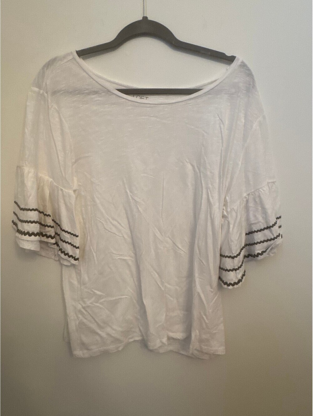 LOFT white flutter sleeve top
